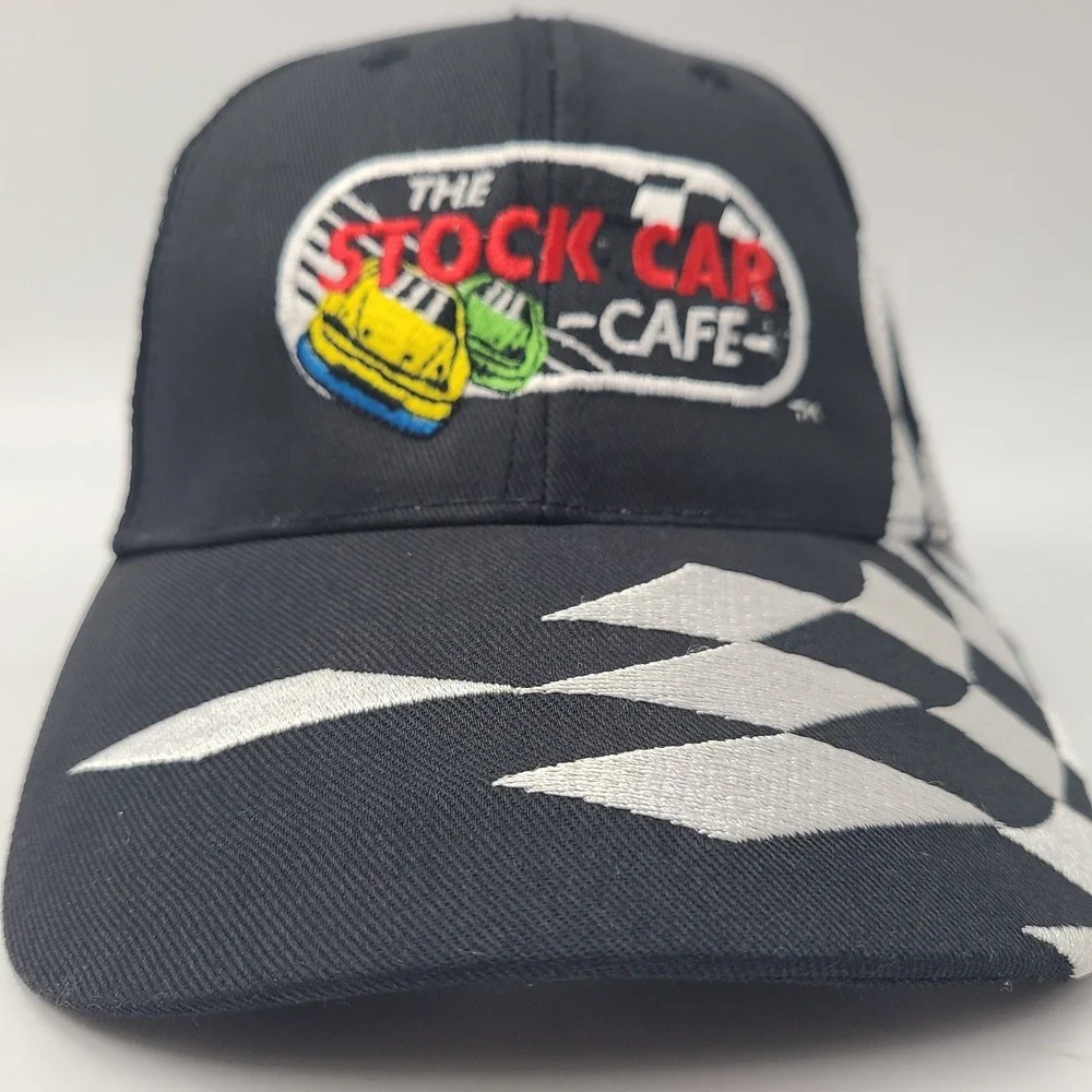 The Stock Car Cafe Hat Adjustable Black Racing Checkered‎ Flag Casual Wear Men
